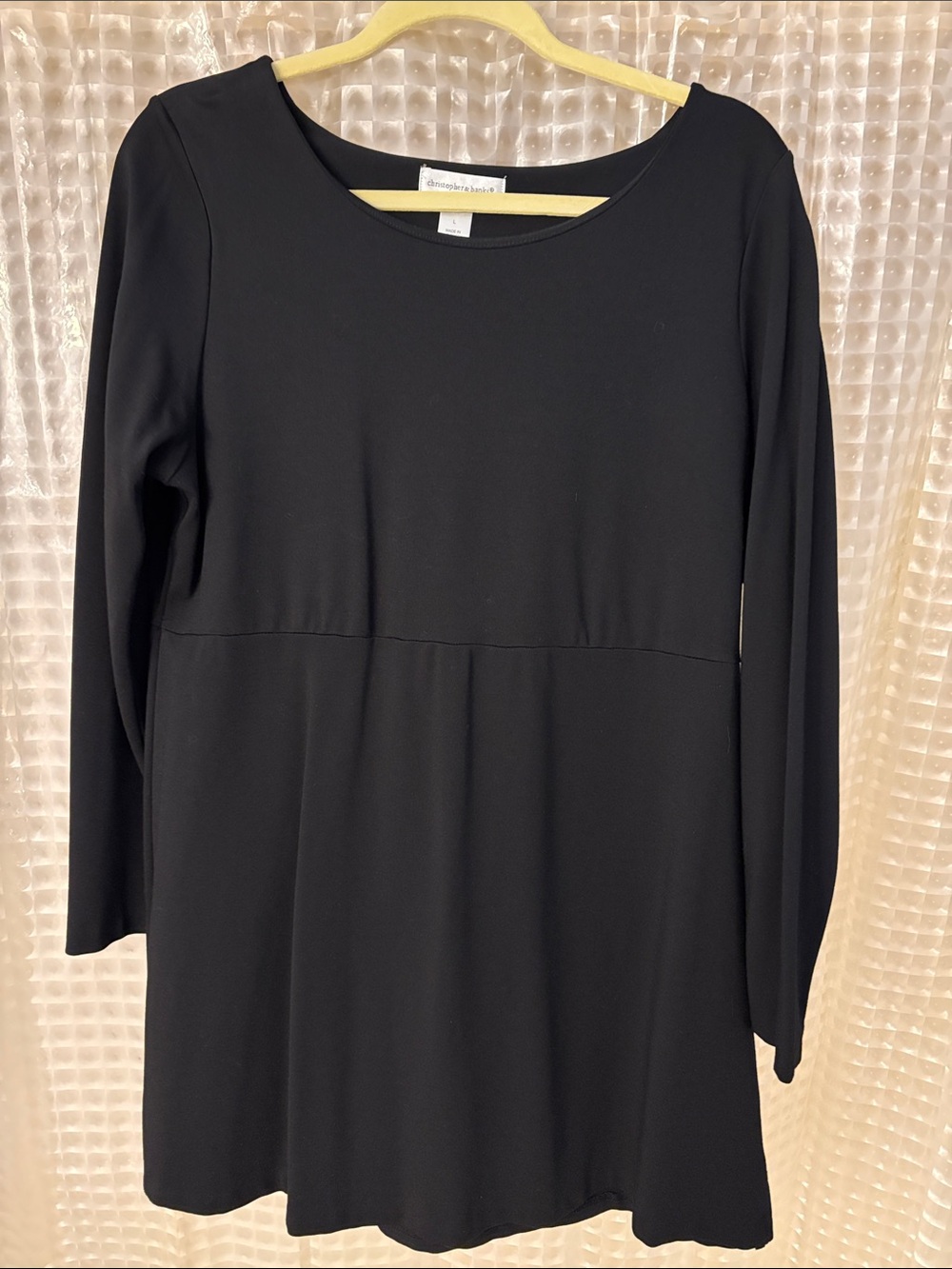 Christopher & Banks Black Long-Sleeve Scoop-Neck A-Line Dress/tunic